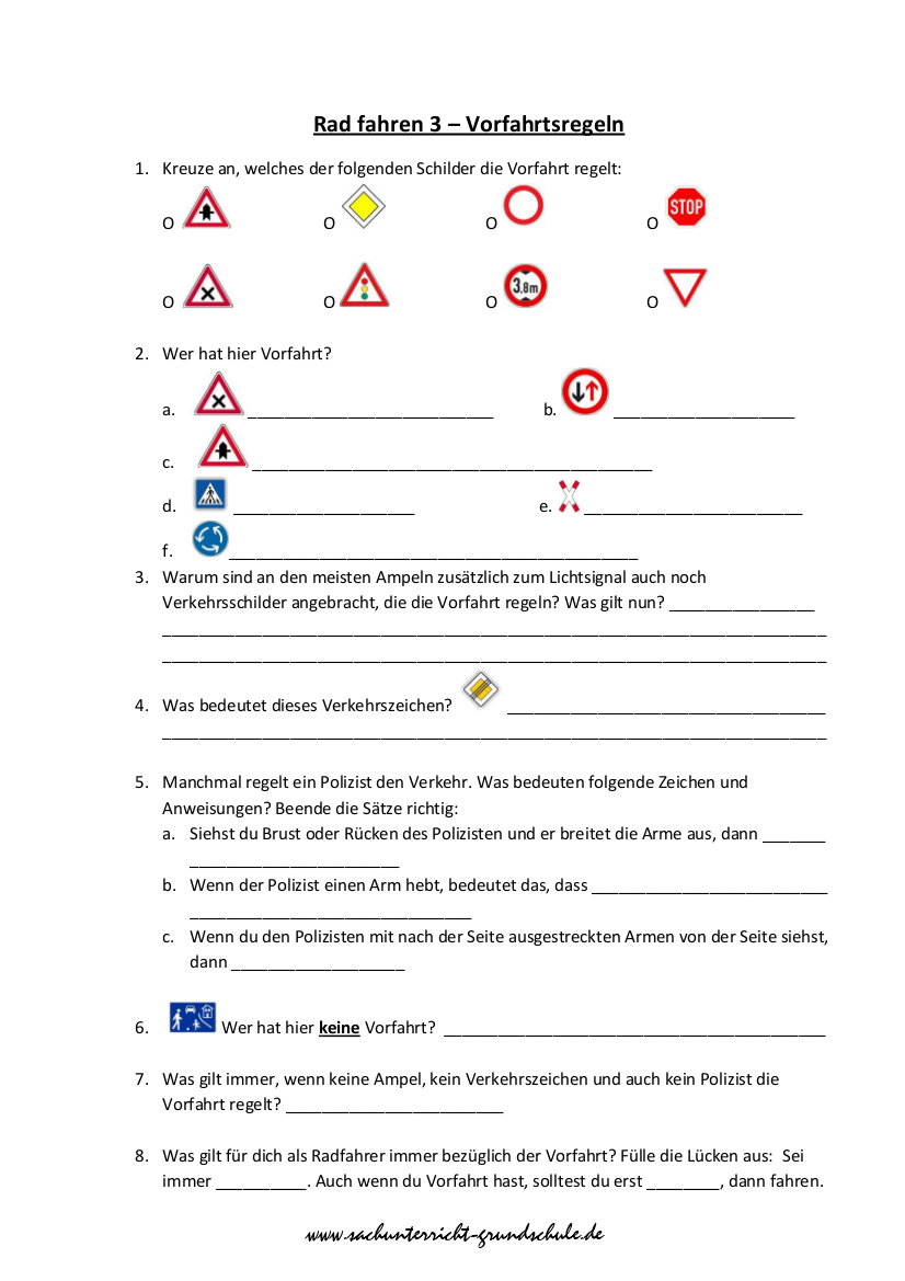 verkehrszeichen lernen 4. klasse Verkehrszeichen der